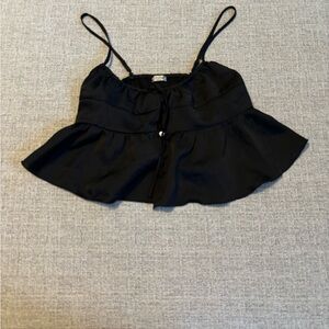 Free People Black Spaghetti-Strap Peplum Camisole